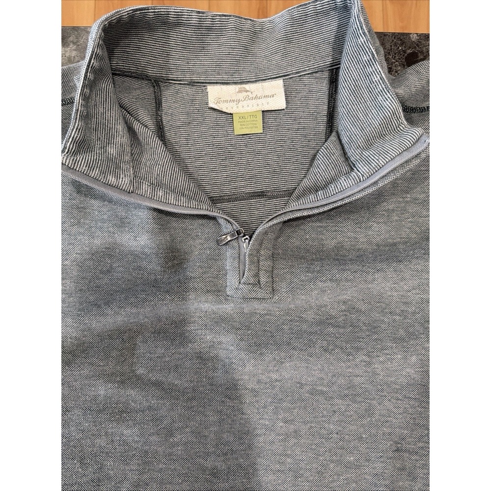 Tommy Bahama‎ Sweater Mens XXL Long Sleeve 1/4 Zip Pullover Reversible Gray